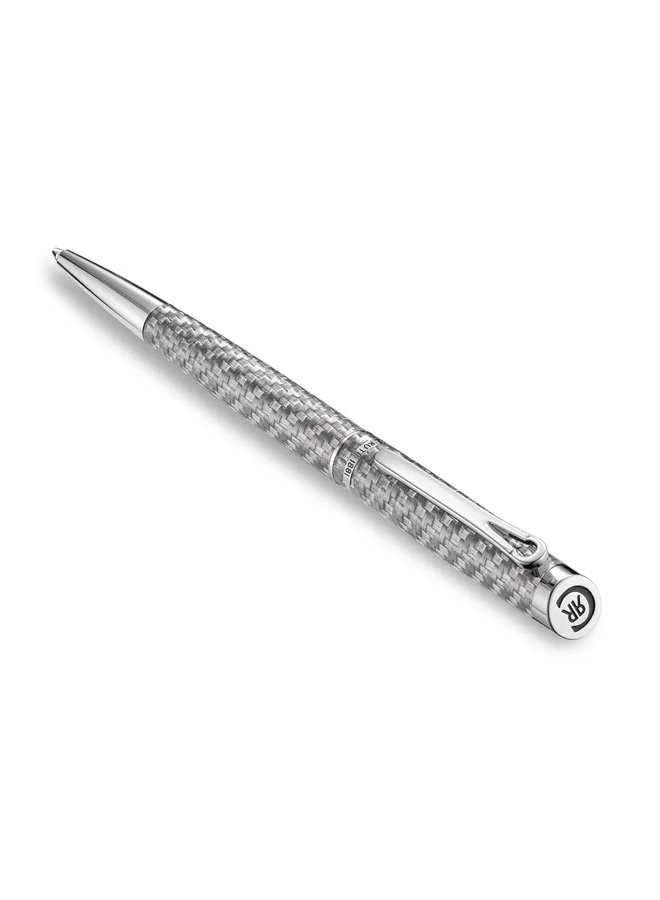 CERRUTI 1881 Teodoro Grey Silver Twist Ballpoint Pen for Men, Blue Ink